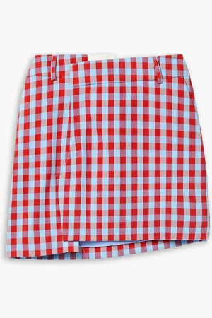 MONSE Asymmetrischer Minirock aus kariertem Twill aus einer Baumwollmischung - Blau - US 0