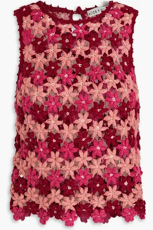 ALICE+OLIVIA Alice Olivia - Reva Oberteil aus gehäkelter Baumwolle - Pink - XS