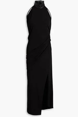 Helmut Lang Drapiertes Neckholder-Midikleid aus Crêpe - - L