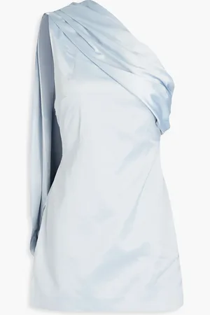 16Arlington Blake drapiertes Minikleid aus Duchesse-Satin mit asymmetrischer Schulterpartie - Blau - UK 10