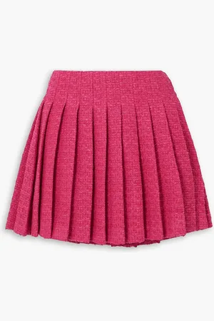 Self-Portrait Minirock aus Bouclé mit Falten - Pink - UK 10