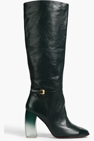 Tory Burch Kniehohe Lederstiefel - Grün - US 6