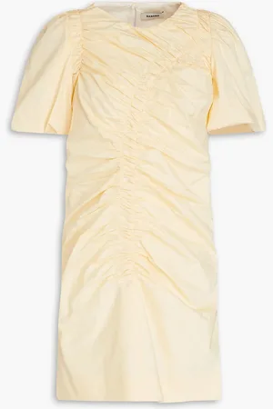 Sandro Minikleid aus Popeline aus einer Baumwollmischung mit Raffungen - Gelb - FR 36