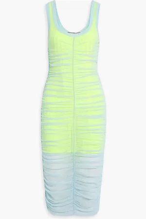 Alexander Wang Gerafftes Midikleid aus Stretch-Mesh - Blau - XS