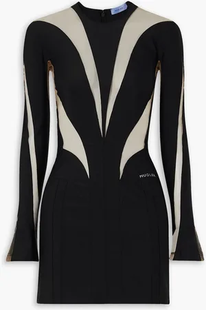 MUGLER Illusion Minikleid aus Stretch-Jersey mit Tülleinsätzen - - FR 44