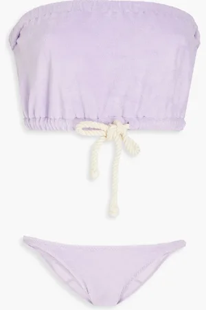 Lisa Marie Fernandez Victor Bandeau-Bikini aus Frottee aus einer Baumwollmischung - Lila - 0