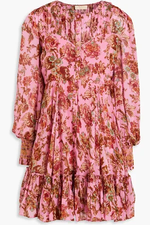 by Ti Mo Minikleid aus Georgette mit Fil Coupé, floralem Print und Metallic-Effekt - - XS