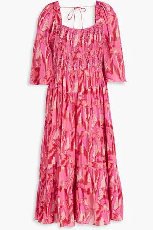 Bash Midikleid aus einer Baumwollmischung mit Print und Raffung - - 0