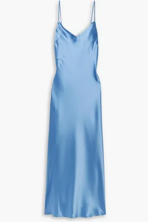 GALVAN Maxikleid aus Satin - Blau - FR 42