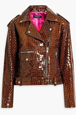 Muubaa Jacke aus Glanzleder mit Krokodileffekt - - UK 6