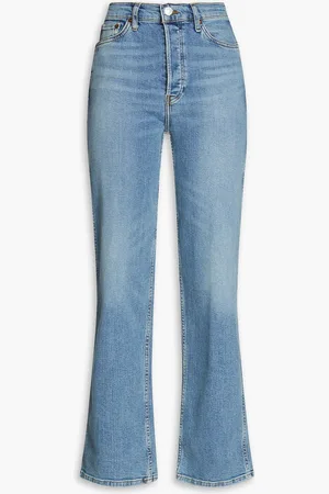 RE/DONE 90s hoch sitzende Jeans mit geradem Bein in ausgewaschener Optik - Blau - 27