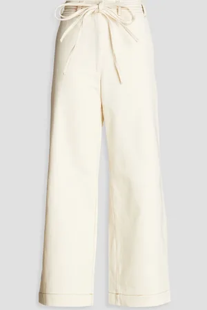 REJINA PYO Cyrus hoch sitzende Jeans mit weitem Bein und Gürtel - Weiß - UK 6