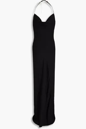 Nicholas Drapiertes Neckholder-Maxikleid aus Crêpe mit Kristallverzierung - - US 12