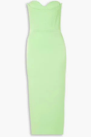 ALEX PERRY Ansley trägerloses Midikleid aus glänzendem Crêpe - Grün - UK 14