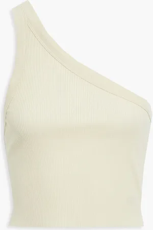 WSLY The Rivington Tanktop aus Jersey aus einer geripptem Tencel™-Mischung mit asymmetrischer Schulterpartie - Weiß - XL