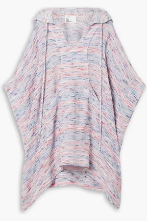 Lisa Marie Fernandez Poncho aus einer gestreiften Leinenmischung in Knitteroptik mit Kapuze - - XS/S