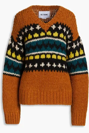 RE/DONE Pullover aus einer Alpakamischung mit Intarsienmuster - Braun - XS