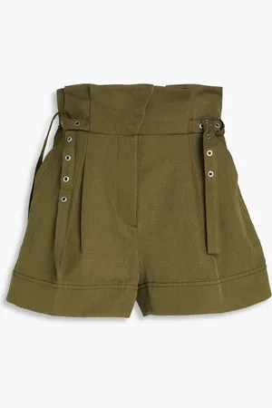 3.1 Phillip Lim Shorts aus einer Baumwoll-Leinenmischung mit Gürtel - Grün - US 8
