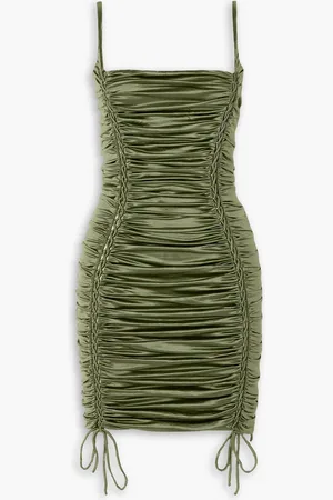 Isa Boulder Minikleid aus gerafftem Stretch-Satin - Grün - M