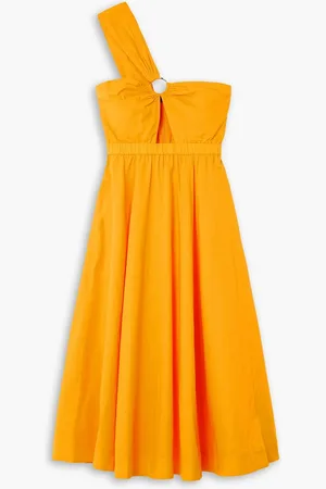 Jason Wu Asymmetrisches Midikleid aus einer Leinen-Baumwollmischung mit Cut-out - Gelb - US 8