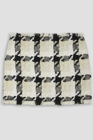VERSACE Karierter Minirock aus Tweed aus einer Wollmischung - Weiß - IT 46