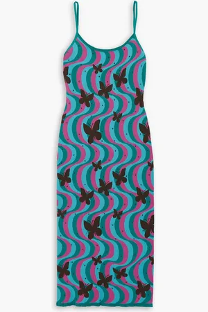 Alessandra Rich Midikleid aus Jacquard-Strick mit Verzierungen - Blau - IT 44