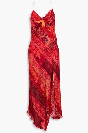 ALICE+OLIVIA Alice Olivia - Harmony asymmetric printed crepe de chine midi dress - Rot - US 10