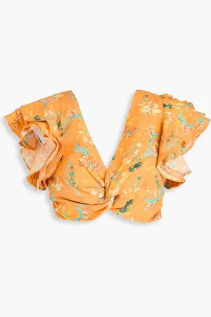Solid The Renata Cropped Oberteil aus einer Leinenmischung mit floralem Print - - XS
