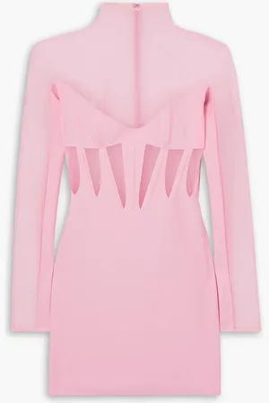 MUGLER Minikleid aus Stretch-Jersey mit Tülleinsätzen - Pink - FR 40