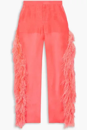 LAPOINTE Karottenhose aus Seidenorganza mit Federn - Orange - US 6