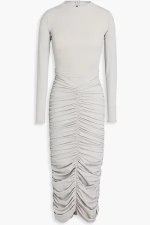 ALEX PERRY Gerafftes Midikleid aus Stretch-Jersey - Grau - UK 14