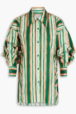 3.1 Phillip Lim Hemd aus Baumwollpopeline mit Streifen und Raffungen - - XS