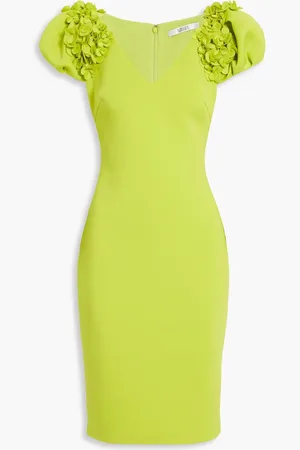 Badgley Mischka Kleid aus Scuba mit floralen Applikationen - Grün - US 6