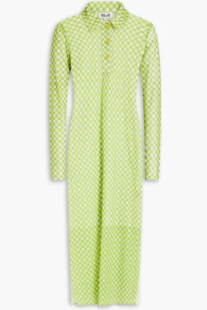 Baum und Pferdgarten Jupiter Midikleid aus Stretch-Mesh mit Gingham-Karo - Gelb - S