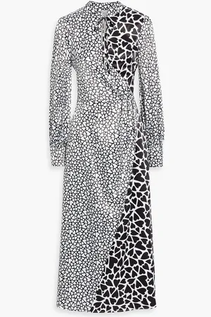 OLIVIA RUBIN Nell bedrucktes Midikleid aus Satin mit Wickeleffekt - - UK 8