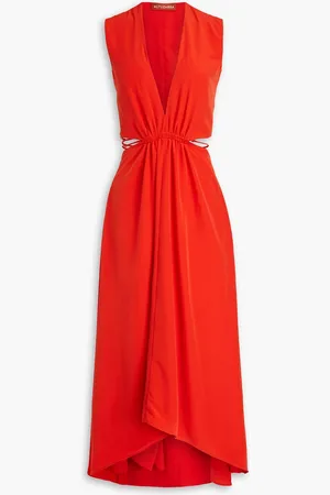 Altuzarra Midikleid aus Satin mit Verzierung und Cut-outs - Rot - FR 40