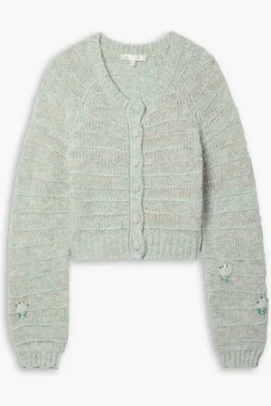 LOVESHACKFANCY Tien Strickcardigan mit Stickereien - Grün - XS