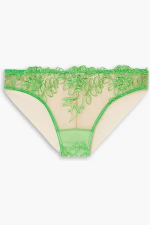 I.D. Sarrieri Jardin de Tuilerie Höschen aus besticktem Tüll mit Satinbesätzen - - 0