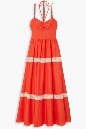 Jason Wu Maxikleid aus Voile aus einer Baumwoll-Seidenmischung mit Spitzeneinsätzen und Cut-out - Rot - US 0