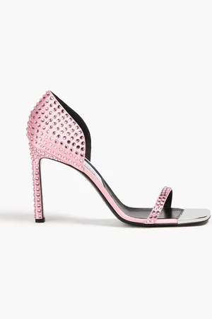 Sergio Rossi Sandalen aus Satin mit Kristallverzierung - Pink - EU 40