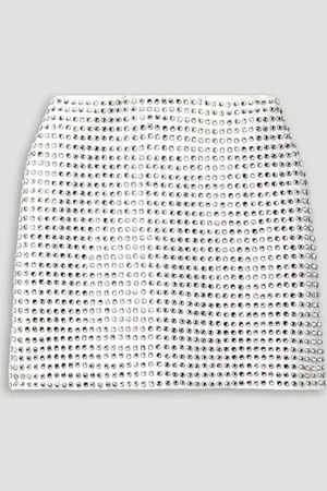 ALICE+OLIVIA Alice Olivia - Riley Minirock aus Satin mit Kristallverzierung - - US 2