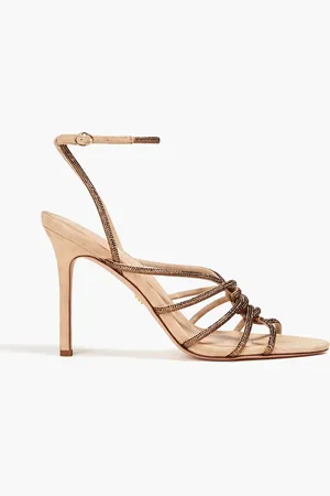 VERONICA BEARD Aneesha Sandalen aus Veloursleder mit Twist-Detail und Kristallverzierung - Metallic - US 10.5