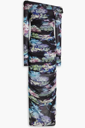 Nicholas Schulterfreies Maxikleid aus Stretch-Mesh mit floralem Print - - US 0