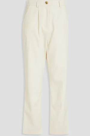 Mara Hoffman Dita Hose mit geradem Bein aus Jacquard aus einer Tencel™-Baumwollmischung mit Falten - Weiß - US 2