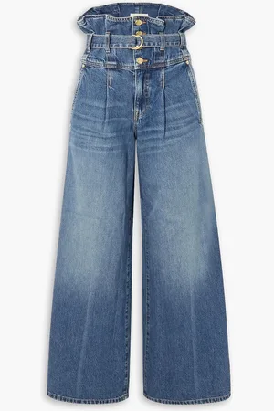 ULLA JOHNSON The Sylvan hoch sitzende Jeans mit weitem Bein und Gürtel - Blau - 25