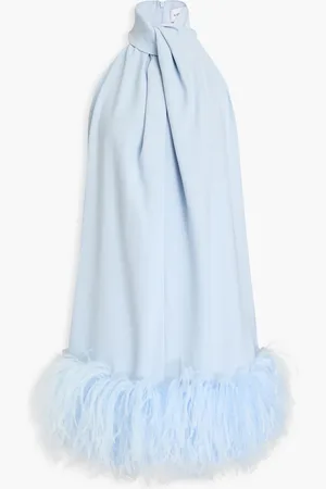 16Arlington Cynthia Minikleid aus Crêpe mit Federverzierung - Blau - UK 14