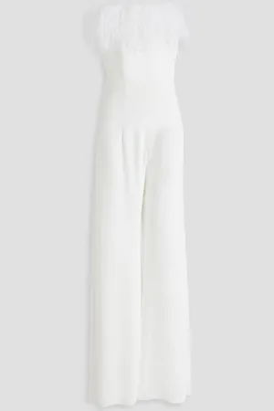 16Arlington Taree trägerloser Jumpsuit aus Crêpe mit weitem Bein und Federn - - UK 14