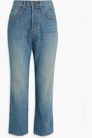 VERONICA BEARD Blake hoch sitzende Jeans mit geradem Bein in ausgewaschener Optik - Blau - 23