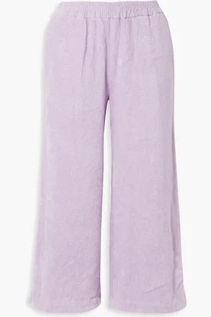 TERRY TOWELLING Capri Cropped Track Pants aus Baumwollfrottee - Lila - S