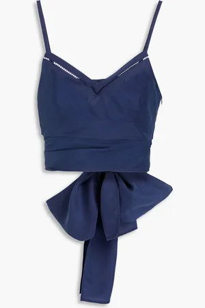 Alberta Ferretti Drapiertes Oberteil aus Seide mit Cut-outs - Blau - IT 46
